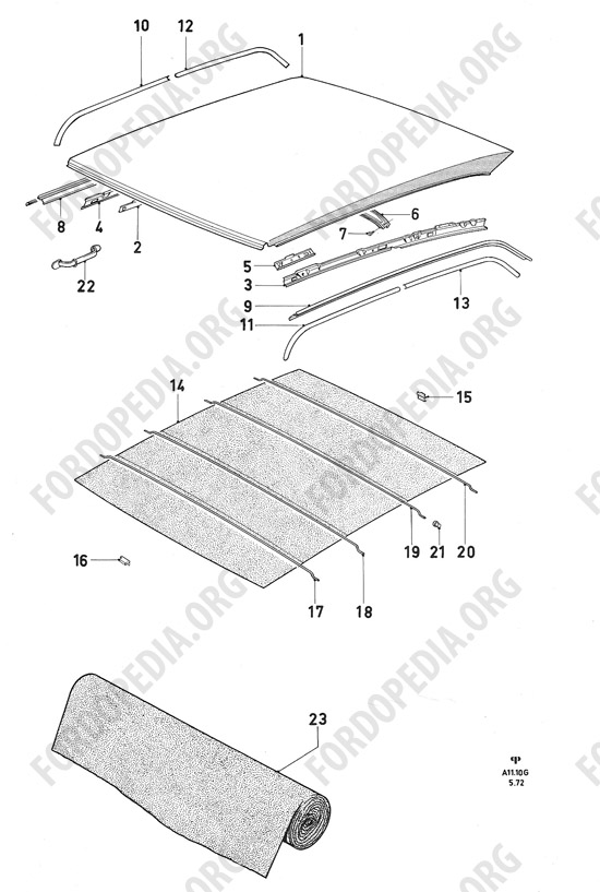 Ford Consul/Granada MkI (1972-1975) - Roof (SALOON/SEDAN)