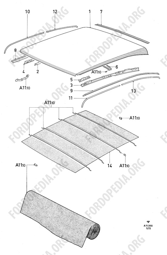 Ford Consul/Granada MkI (1972-1975) - Roof (COUPE)