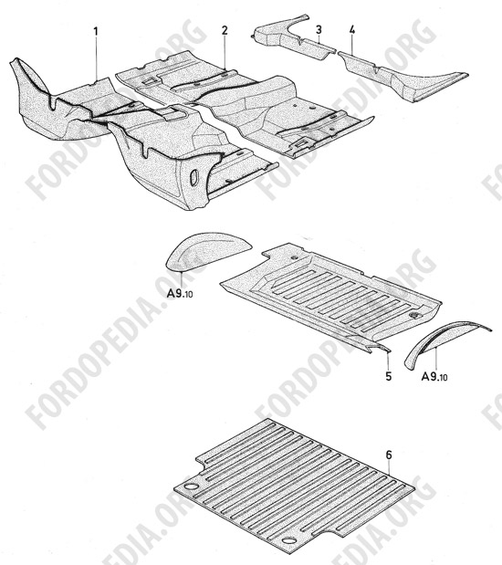 Ford Consul/Granada MkI (1972-1975) - Rubber floor mats