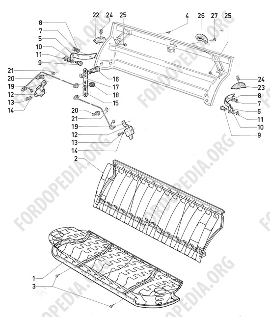 Ford Consul/Granada MkI (1972-1975) - Rear seat cushion, rear seat back (ESTATE/KOMBI)