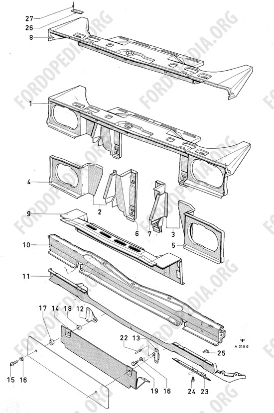 Ford Consul/Granada MkI (1972-1975) - Front bulkhead