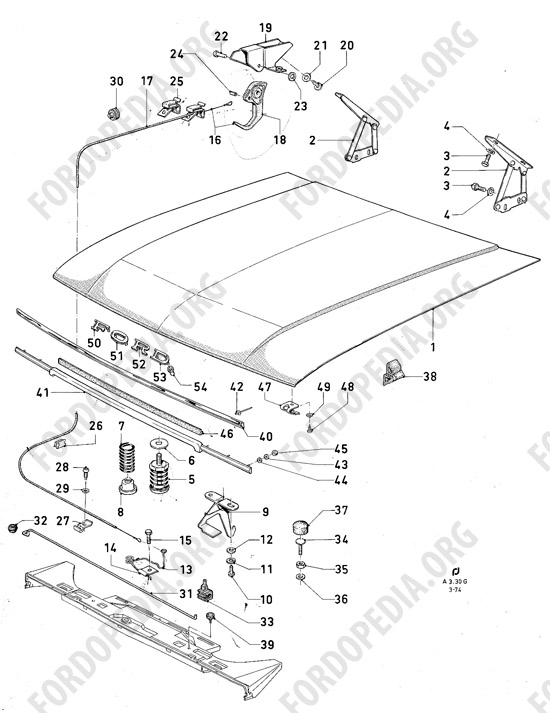 Ford Consul/Granada MkI (1972-1975) - Hood