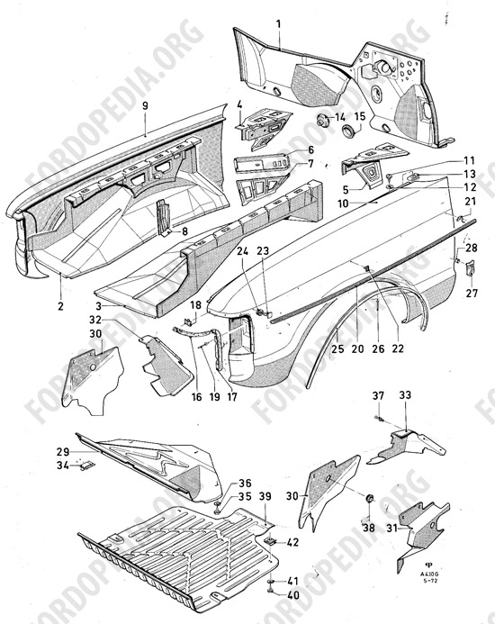 Ford Consul/Granada MkI (1972-1975) - Dash panel, fender aprons, fenders