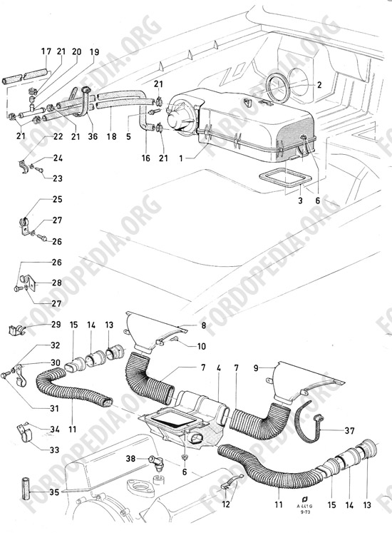 Ford Consul/Granada MkI (1972-1975) - Heater and ventilator unit