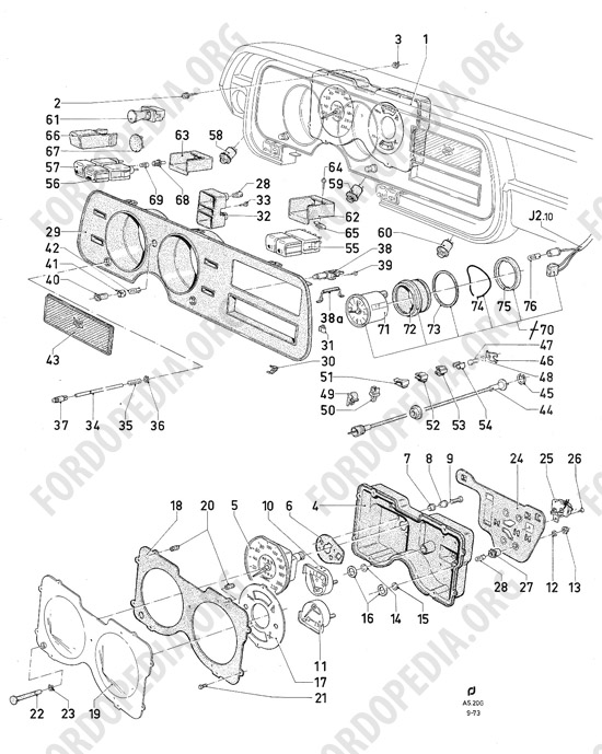 Ford Consul/Granada MkI (1972-1975) - Instrument cluster, switches (CONSUL, L)