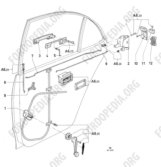 Ford Consul/Granada MkI (1972-1975) - Rear door lock and window controls