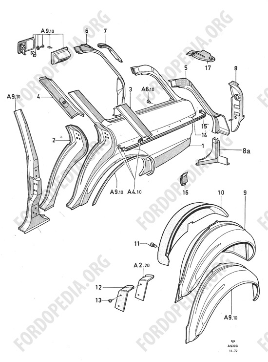 Ford Consul/Granada MkI (1972-1975) - Body side panels (ESTATE/KOMBI)