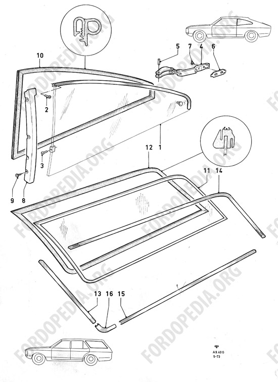 Ford Consul/Granada MkI (1972-1975) - Quarter windows