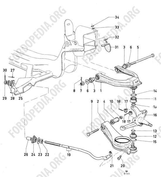 Ford Consul/Granada MkI (1972-1975) - Front suspension arms, spindles