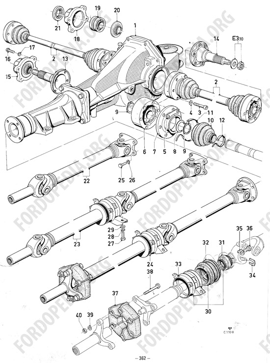 Ford Consul/Granada MkI (1972-1975) - Rear axle, drive shaft