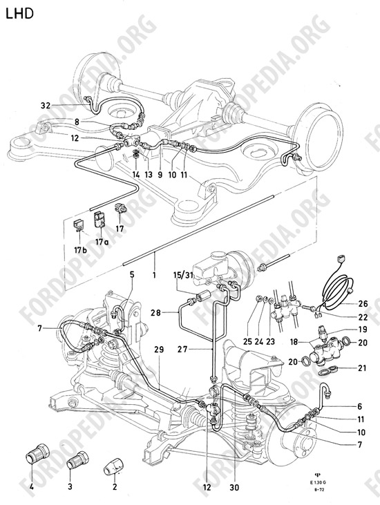 Ford Consul/Granada MkI (1972-1975) - Brake pipes (LHD)