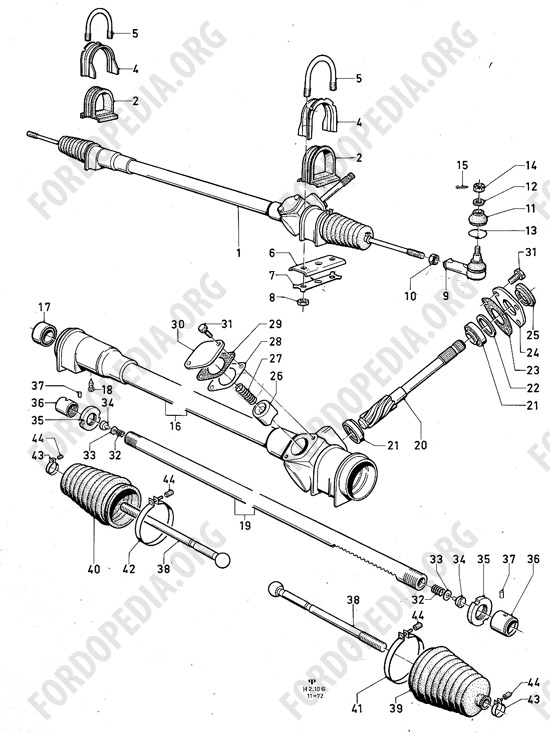 Ford Consul/Granada MkI (1972-1975) - Rack and pinion steering gear