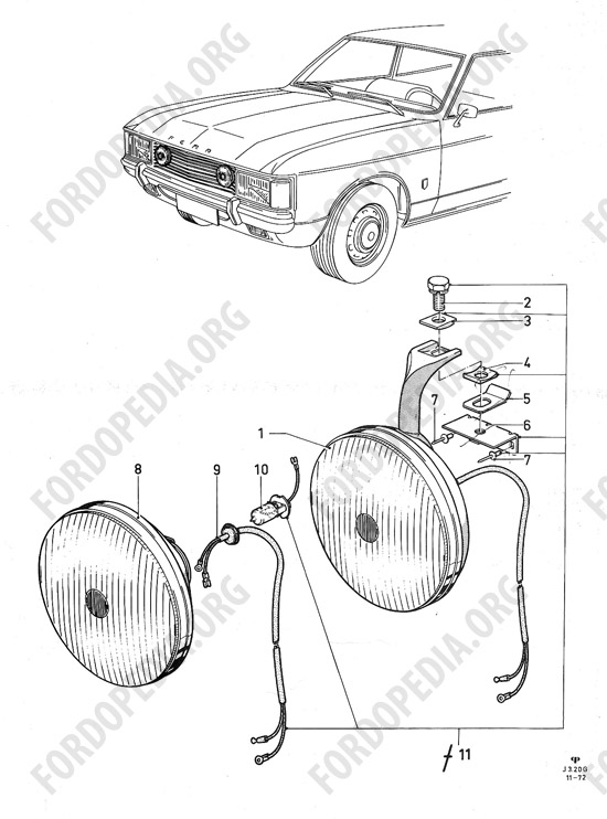 Ford Consul/Granada MkI (1972-1975) - Long range lamps