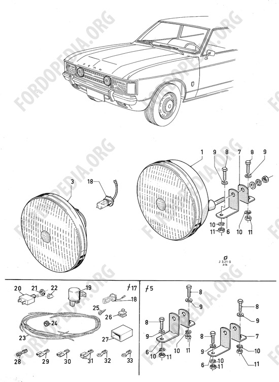Ford Consul/Granada MkI (1972-1975) - Additional headlamps