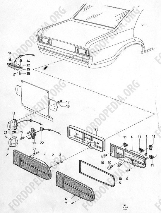 Ford Consul/Granada MkI (1972-1975) - Rear lamps (except ESTATE/KOMBI)