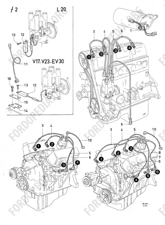 Ford Consul/Granada MkI (1972-1975) - Radio interference suppression