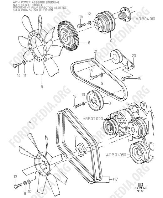 Pinto OHC engines - Fan/Pulleys/Drive Belts With P/Strg