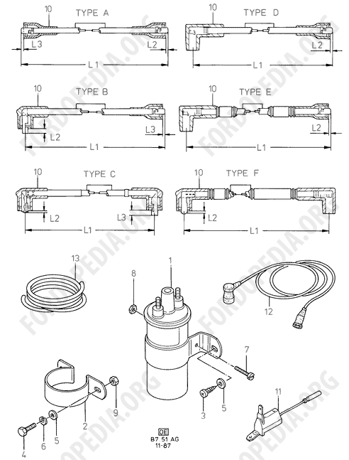 Pinto OHC engines - Ignition Coil And Wires