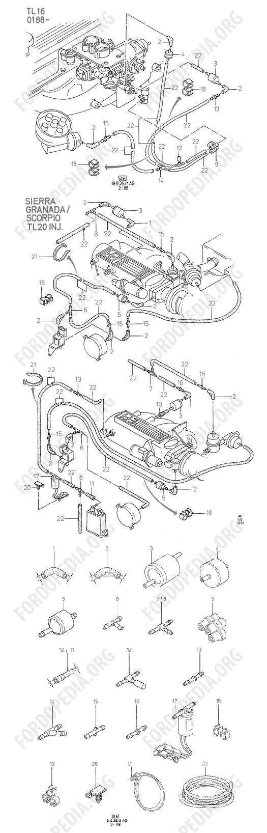 Pinto OHC engines - Emission Control - Vacuum Lines