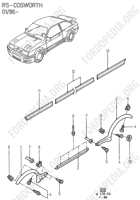 Ford Sierra MkI (1982-1986) - Body Extension And Mouldings (COSWORTH)