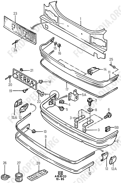 Ford Sierra MkI (1982-1986) - Lower Back Panel And Bumper (LIFTBACK 3D/5D, except CDN/USA)