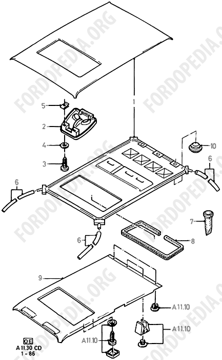 Ford Sierra MkI (1982-1986) - Roof - With Sliding Roof Opening  