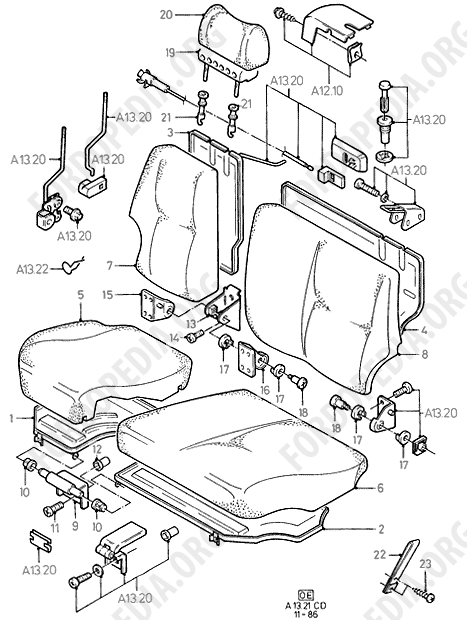 Ford Sierra MkI (1982-1986) - Rear Seat 2-Piece Back Less A/Rest (LIFTBACK 3D/5D)