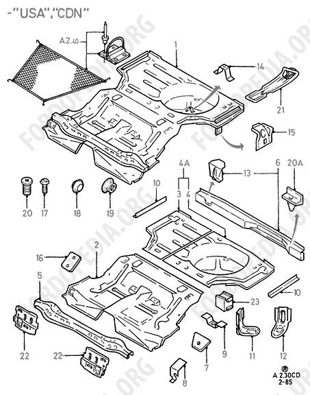 Ford Sierra MkI (1982-1986) - Floor Pan - Centre And Rear (except CDN/USA)