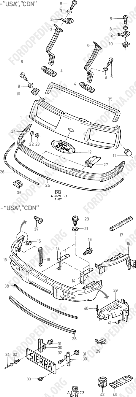 Ford Sierra MkI (1982-1986) - Radiator Grille And Front Bumper (XR 4X4, XR4I, GL, GHIA, 2.0iS)