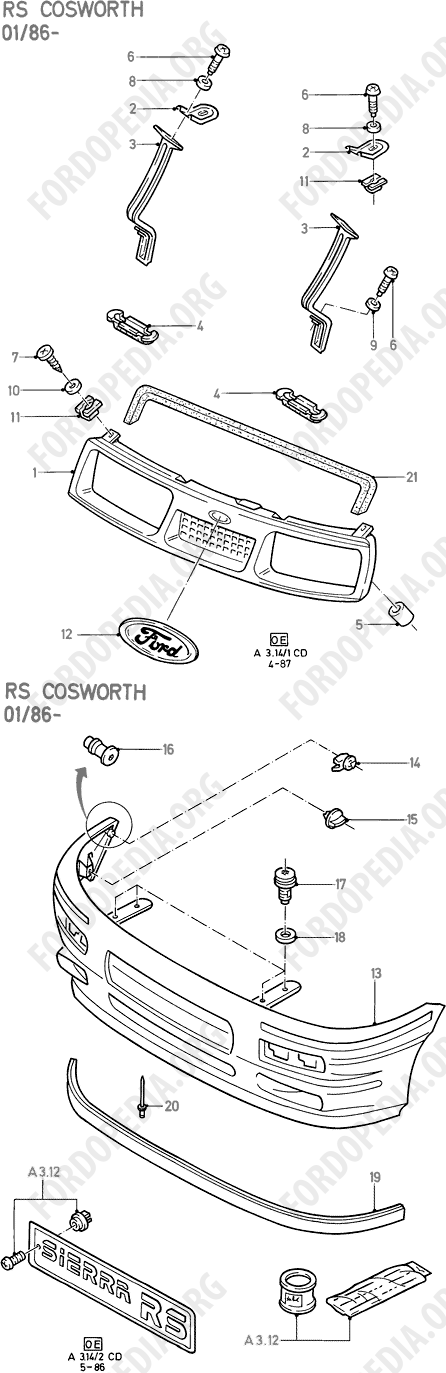 Ford Sierra MkI (1982-1986) - Radiator Grille And Front Bumper (COSWORTH)