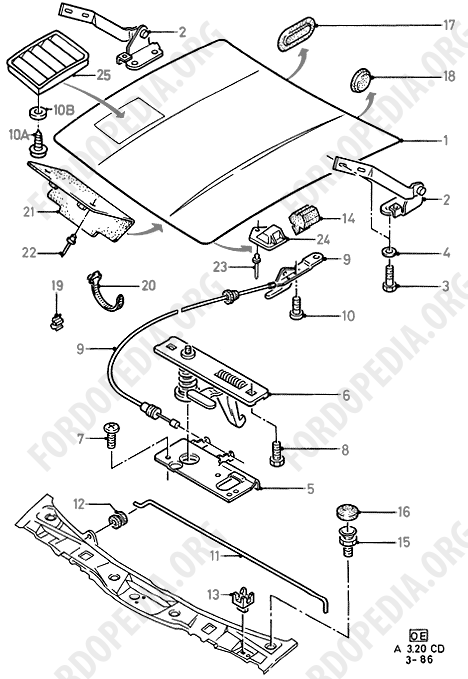 Ford Sierra MkI (1982-1986) - Hood  