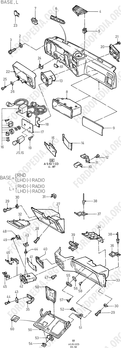 Ford Sierra MkI (1982-1986) - Instrument Panel (BASE, L, COSWORTH)