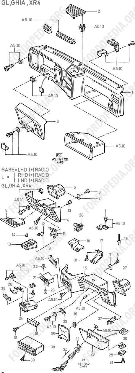 Ford Sierra MkI (1982-1986) - Instrument Panel (XR 4X4, GL, Ghia, XR4I, LX, 2.0iS)