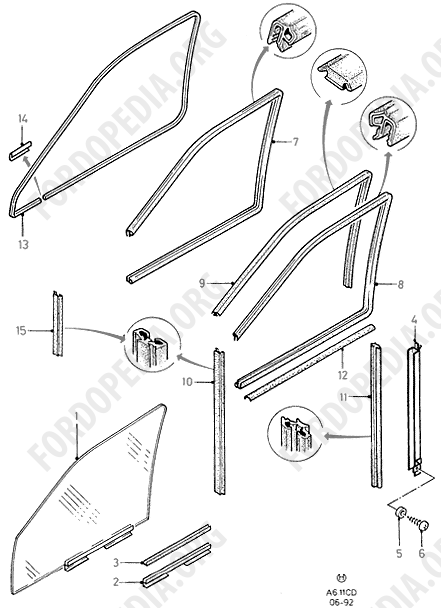 Ford Sierra MkI (1982-1986) - Front Door Glass And Frame Mouldings  