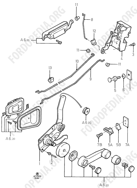 Ford Sierra MkI (1982-1986) - Rear Door Controls - Manual (LIFTBACK 5D, KOMBI/ESTATE)