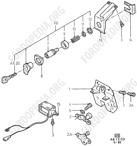 Ford Sierra MkI (1982-1986) - Tailgate Lock Control (LIFTBACK 3D/5D)
