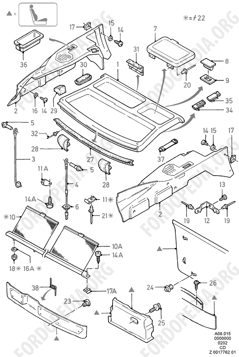 Ford Sierra MkI (1982-1986) - Rear Package Tray TrimSun Blinds (LIFTBACK 3D/5D, KOMBI/ESTATE)