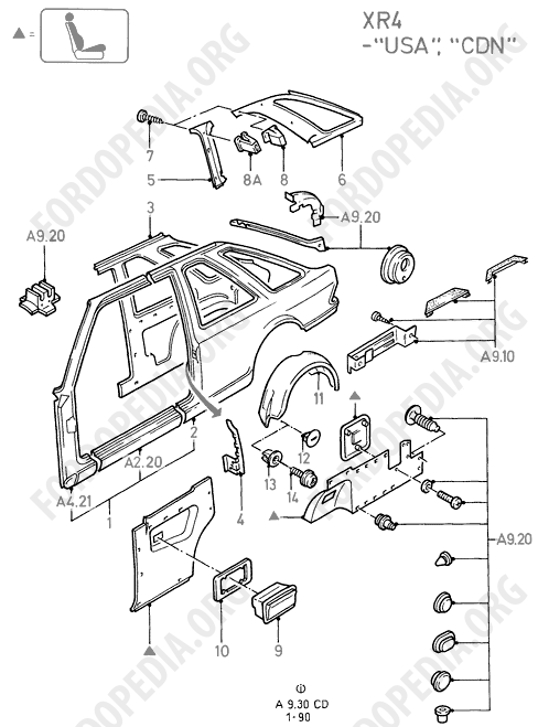 Ford Sierra MkI (1982-1986) - Quarter Panels And Related Parts (XR4I, except CDN/USA)