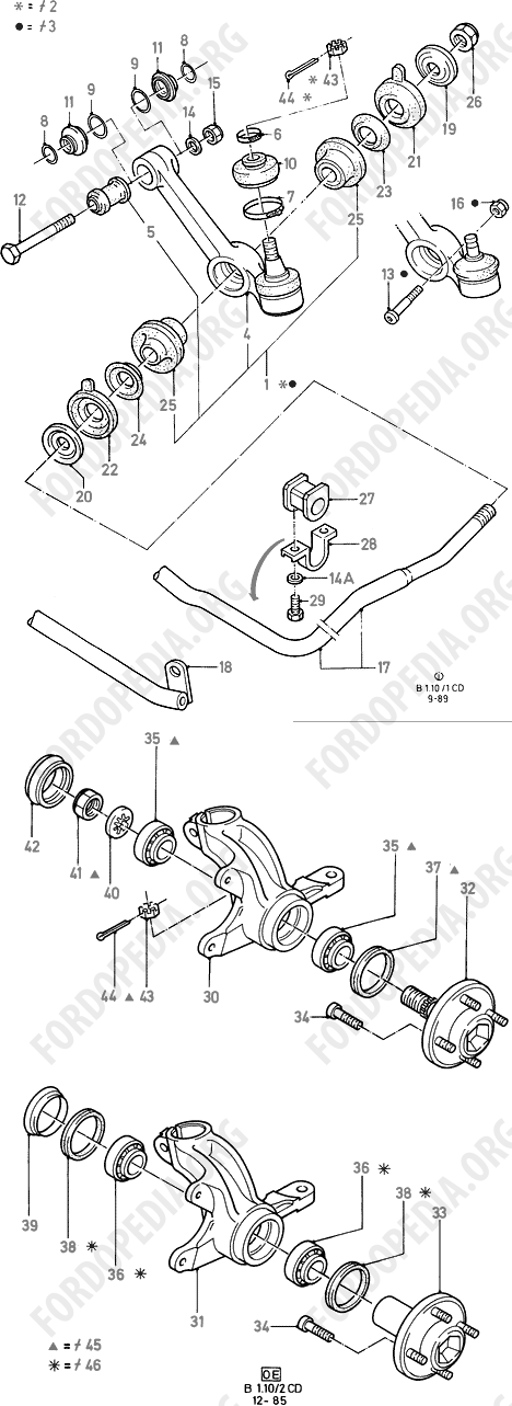 Ford Sierra MkI (1982-1986) - Front Suspension Arms/Stabilizer/Knuckle  