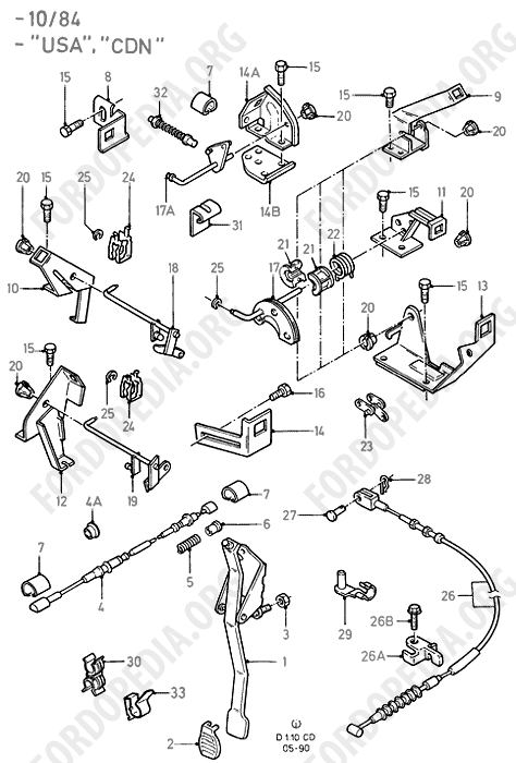 Ford Sierra MkI (1982-1986) - Accelerator/Injection Pump Controls (-10/84)