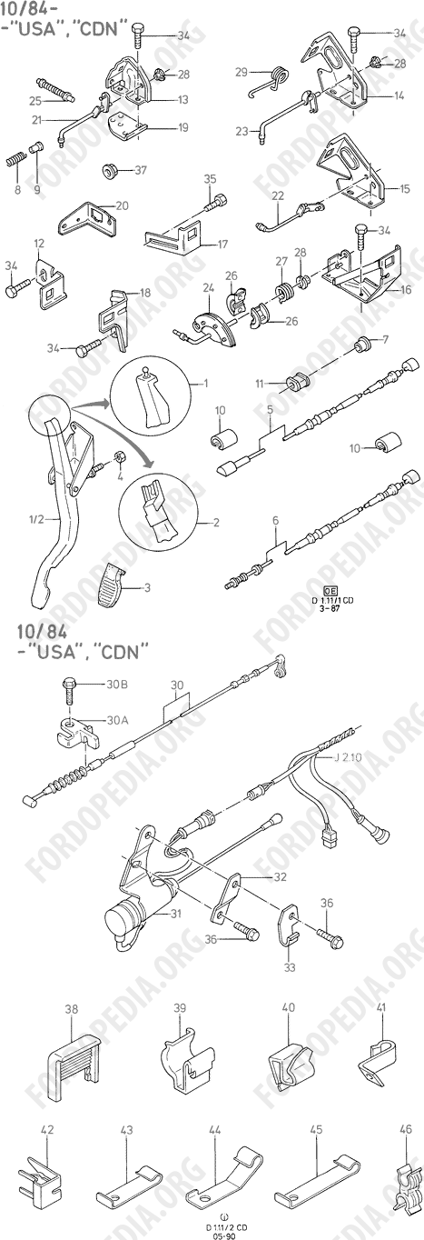 Ford Sierra MkI (1982-1986) - Accelerator/Injection Pump Controls (10/84-)