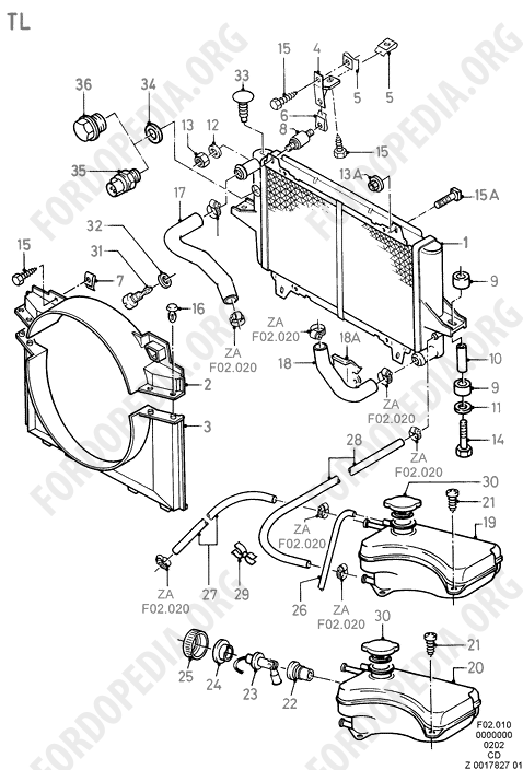 Ford Sierra MkI (1982-1986) - Radiator/Coolant Overflow Container (TL)