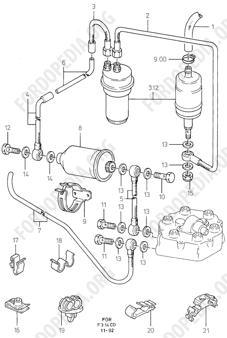 Ford Sierra MkI (1982-1986) - Fuel Lines And Fuel Filter (TV28MFI, 01/83-12/86)