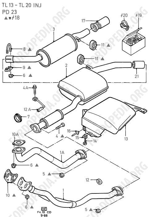 Ford Sierra MkI (1982-1986) - Exhaust System Less Catalyst  (TL, PD23)