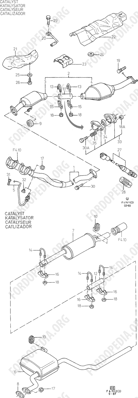 Ford Sierra MkI (1982-1986) - Exhaust System With Catalyst (TL20EFI, CAT)
