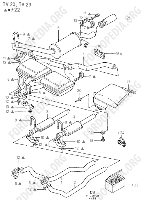 Ford Sierra MkI (1982-1986) - Exhaust System Less Catalyst (TV20, TV23)