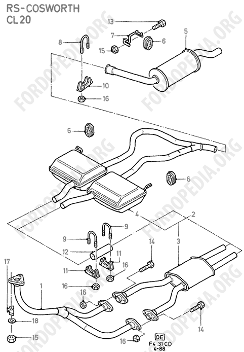 Ford Sierra MkI (1982-1986) - Exhaust System Less Catalyst (CH20, 01/86-12/86)