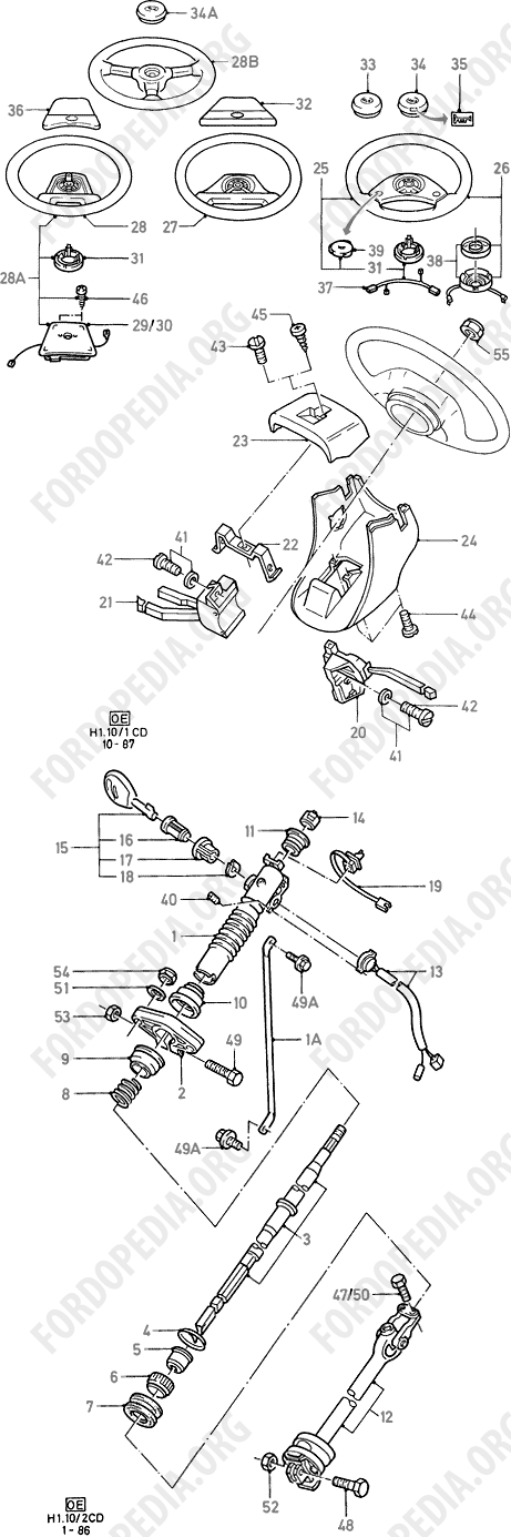 Ford Sierra MkI (1982-1986) - Steering Column And Steering Wheel  