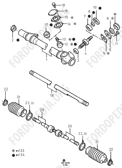 Ford Sierra MkI (1982-1986) - Components - Steering Rack And Pinion