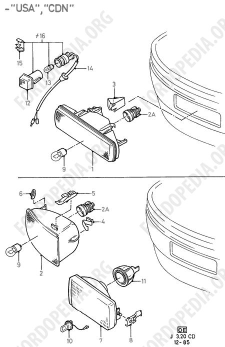 Ford Sierra MkI (1982-1986) - Front Fog Lamp And Flasher Lamp (except CDN/USA)